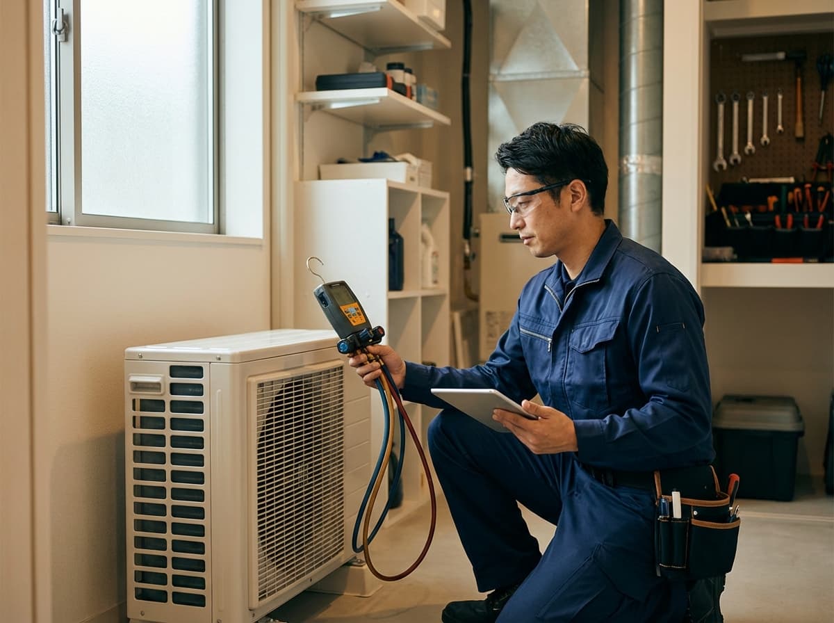 HVAC technician installing system