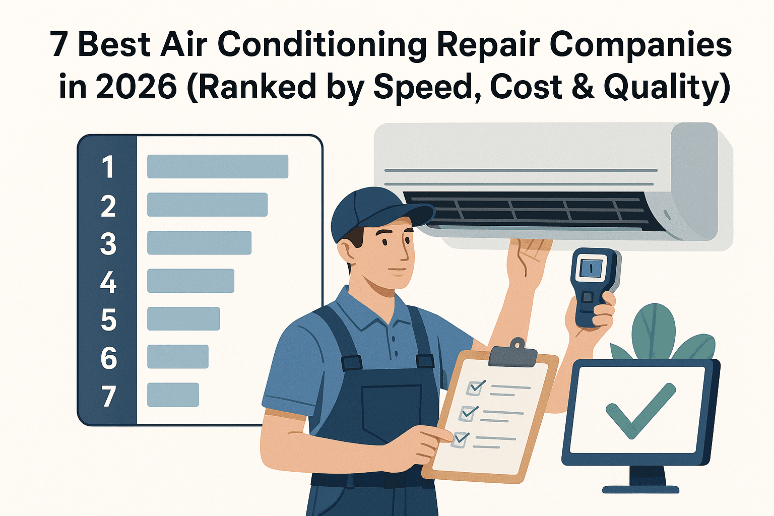 7 Best Air Conditioning Repair Companies in 2026 (Ranked by Speed, Cost & Quality) - Featured image